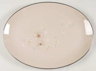 Franciscan Ballet 16 Oval Serving Platter, Fine China Dinnerware   White,Aqua,B