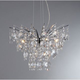Artemis Chrome Nine light Chandelier (Metal, crystalSwitch Hardwired, requires professional installationNumber of lights 9 piecesRequires Nine (9) 20 watt bulbs (not included) Light Bulb Type HalogenDimensions 22 inches long x 18 inches wide x 39 inc
