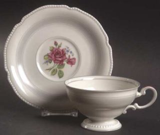 Rosenthal   Continental Tudor Rose Footed Cup & Saucer Set, Fine China Dinnerwar