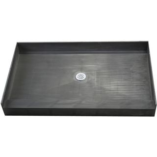 Tile Ready Shower Pan 42 X 48 Center Pvc Drain (BlackMaterials Molded Polyurethane with ribs underneath for extra strengthNumber of pieces One (1)Dimensions 42 inches long x 48 inches wide x 7 inches deep No assembly required )