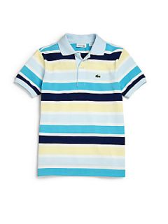 Lacoste Boys Multi Striped Pique Polo Shirt   Blue 