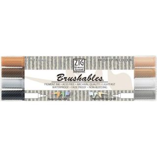 Zig Memory System Brushables Dual tip Brown Markers (BrownFour coordinating Brushables MarkersIdeal for creating brush layering effectsDual brush tipsInk is photo safe Acid freeLightfastConforms to ASTM D4236 Imported )