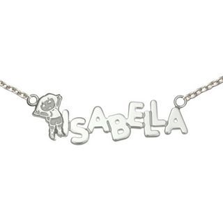 Girls Sterling Silver Dora Personalized Name Necklace, White, Girls