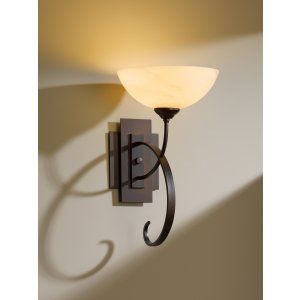 Hubbardton Forge HUB 204522 03 H16 Scrolled Taper Sconce Scroll Taper with Glass