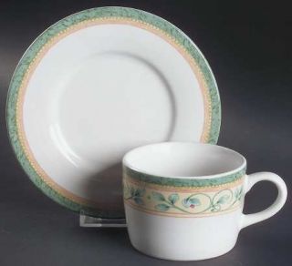 Pfaltzgraff French Quarter (Stoneware) Flat Cup & Saucer Set, Fine China Dinnerw