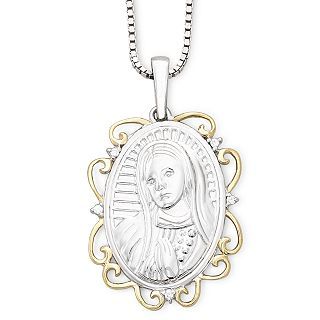 Precious Moments Our Lady of Guadalupe Two Tone Pendant, Womens