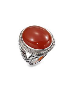 David Yurman Carnelian & Diamond Ring   Orange Silver