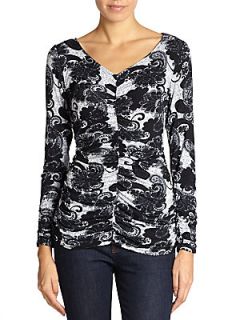 Rockwell Paisley Ruched Jersey Top  