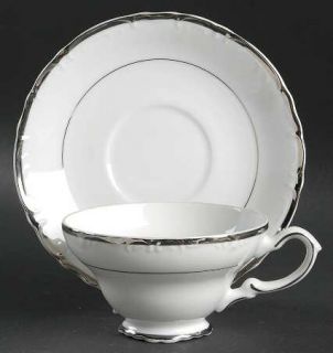 Fashion Royale Empress Footed Cup & Saucer Set, Fine China Dinnerware   White, S