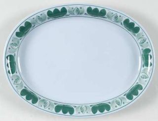 Arabia of Finland Green Laurel 12 Oval Serving Platter, Fine China Dinnerware  