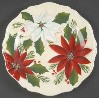 Jay Import Poinsettia Dinner Plate, Fine China Dinnerware   Red&White Poinsettia