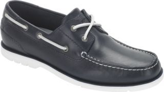 Mens Rockport Summer Tour 2 Eye Boat   Navy Leather/White Lace Up Shoes