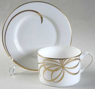 Lenox China Belle Boulevard Gold Flat Cup & Saucer Set, Fine China Dinnerware  