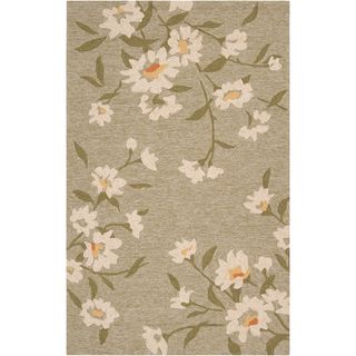 Paule Marrot Editions Hand hooked Providence Green Floral Indoor/outdoor Rug (2 X 3)