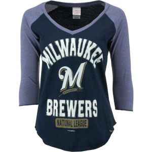Milwaukee Brewers 5th and Ocean MLB Womens 3/4 V Neck Raglan T Shirt
