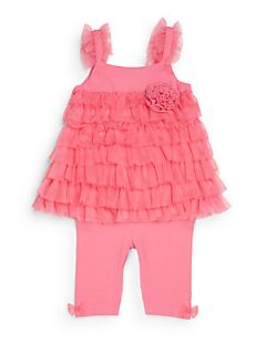 Infants Tiered Top and Leggings Set   Pink