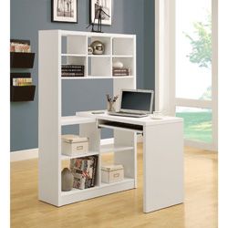 White Hollow core Corner Desk