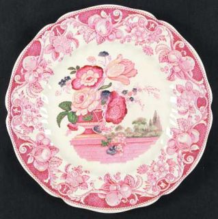 Royal Doulton Pomeroy Red/Multi (W/Centr) Dinner Plate, Fine China Dinnerware  