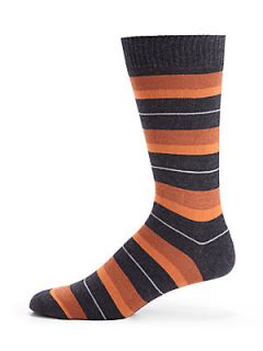 Marcoliani Mixed Stripe Pima Cotton Socks   Orange
