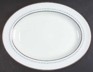 Royal Doulton Tiara 16 Oval Serving Platter, Fine China Dinnerware   Bone, Blue