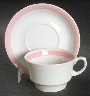Arabia of Finland Ribbons Pink Flat Cup & Saucer Set, Fine China Dinnerware   Pi