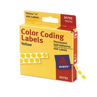 Avery Labels Permanent Self Adhesive Color Coding Labels, 1/4 dia., Yellow