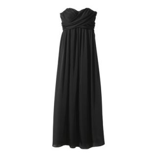 TEVOLIO Womens Plus Size Satin Strapless Maxi Dress   Ebony   28W