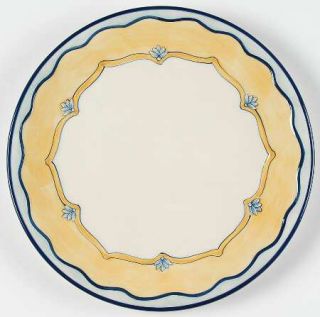 Fitz & Floyd Mirabelle Dinner Plate, Fine China Dinnerware   Blue&Yellow Bands,B