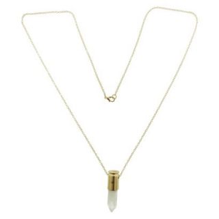 Womens Long Crystal Pendant Necklace   Gold/Ivory