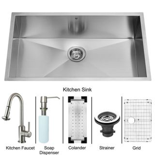 Vigo Industries VG15070 Kitchen Sink Set, Undermount Sink, Faucet, Colander, Grid, Strainer amp; Dispenser Stainless Steel