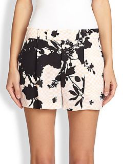 A.L.C. Hayes Silk Floral Print Shorts   Blush Black