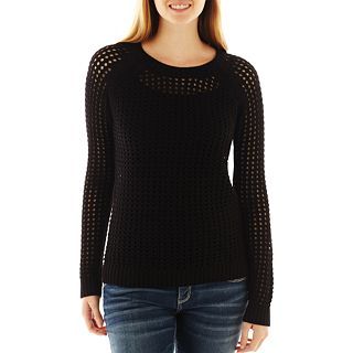 a.n.a Pointelle Openwork Sweater, Black, Womens