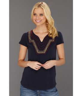 Lucky Brand Veronica Embellished Top Womens T Shirt (Navy)