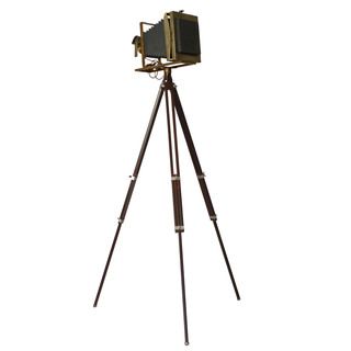 Vintage 19th Century Tripod Camera Accent Home Decor (Brown with brass accents Materials Wood/ metalDimensions 56.5 inches high x 24 inches wide x 24 inches long )