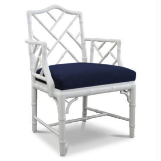 Jonathan Adler Chippendale Arm Chair 99 Frame / Fabric White / Navy