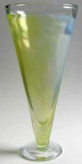 Kosta Boda Twister Green 14 Footed Vase   Clear,Green And White Swirls,Giftware