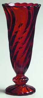 Fostoria Maypole Ruby Bud Vase   Stem #6149, Ruby Swirl Design