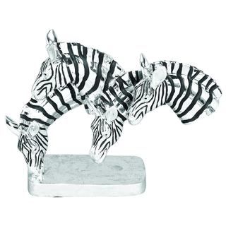 Polystone Grazing Zebras Table Sculpture (Black and white with rectangular stand Unique table decor with wild life blendDimensions 15 inches wide x 11 inches tall Polystone Color Black and white with rectangular stand Unique table decor with wild life b