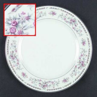 Jepcor Regency Dinner Plate, Fine China Dinnerware   Pink&Gray Floral, Blue&Gree