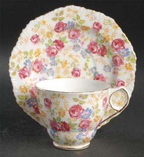Royal Stafford June Roses Footed Cup & Saucer Set, Fine China Dinnerware   Chint