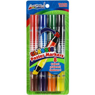 Washable Poster Markers Double ended 1/2 Chisel Tip 4/pkg classic, 8 Colors (Classic Colors. Conforms to ASTM D 4236. Imported. )