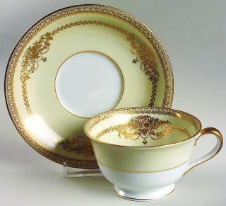 Noritake Cherita (7281 & No#) Footed Cup & Saucer Set, Fine China Dinnerware   G