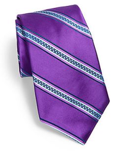 Ike Behar Textured Striped Silk Tie   Purple