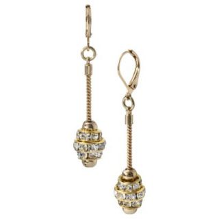Lonna & Lilly Linear Earrings with Clear Stone Rondelles   Gold