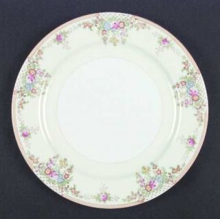 Kongo Kon2 Dinner Plate, Fine China Dinnerware   Tan Border & Latticefloral Spra