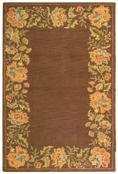 Handmade Transitional Floral Brown Wool Rug (83 X 11)