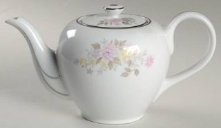 Halsey Anniversary Teapot & Lid, Fine China Dinnerware   Lavender,Yellow&Pink Fl