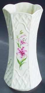 Belleek Pottery (Ireland) Country Trellis Vase, Fine China Dinnerware   Pink Lil
