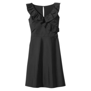 TEVOLIO Womens Plus Size Taffeta V Neck Ruffle Dress   Ebony   18W