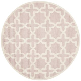 Safavieh Handmade Moroccan Cambridge Light Pink/ Ivory Wool Rug (8 Round)